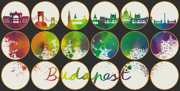 Budapest Watercolor Skyline